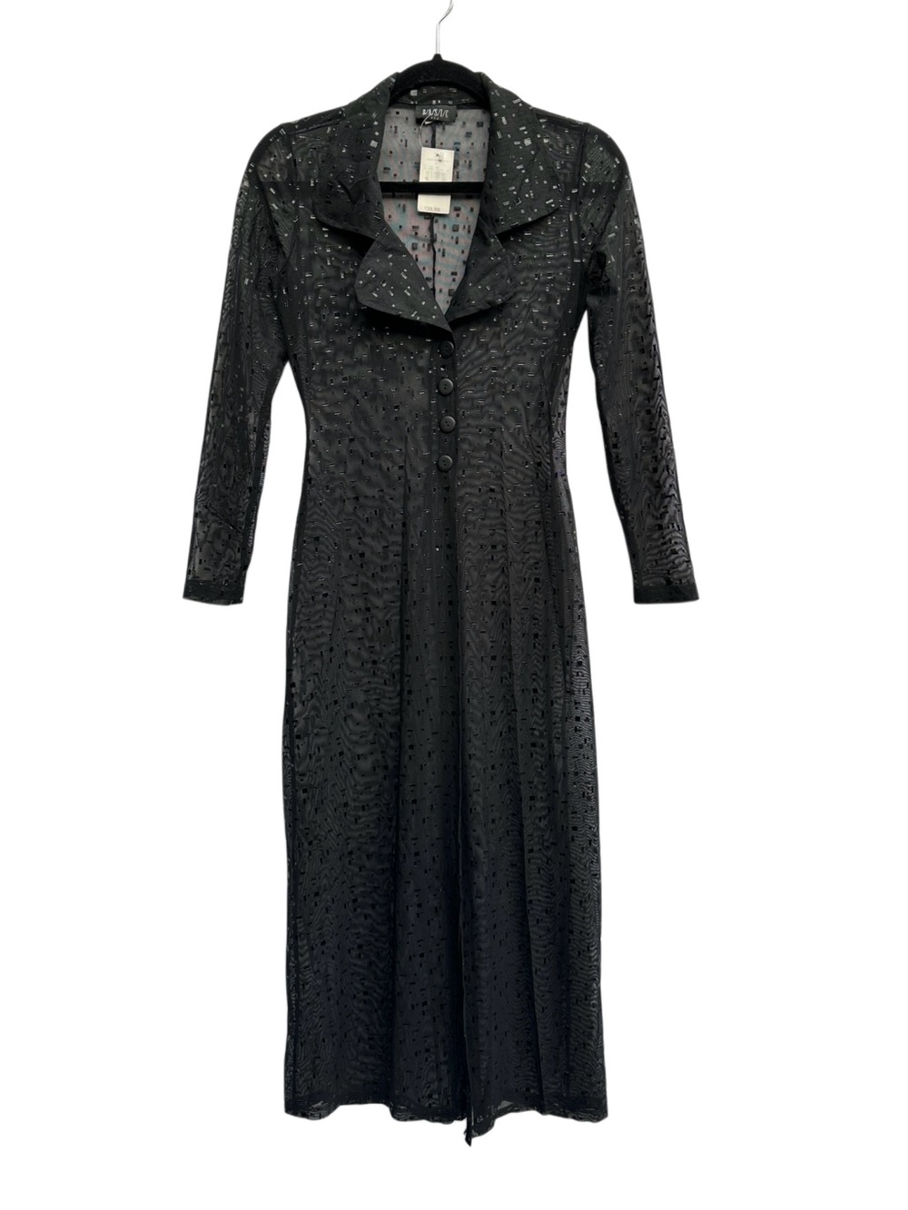Basic USA NWT Sheer Black Mesh Duster Trench Jacket Medium Gothic Maxi